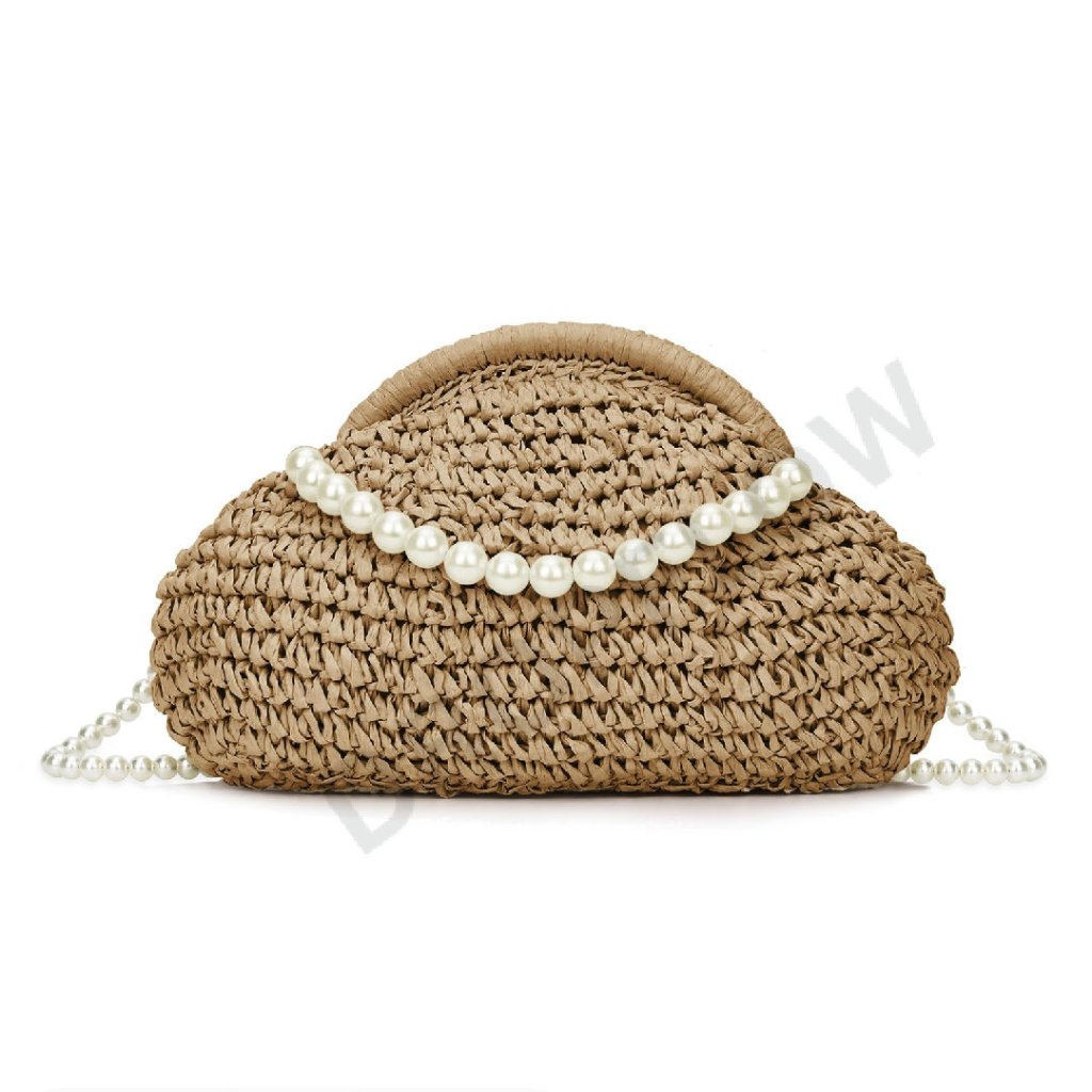 Woven Straw Clutch Crossbody Bag Boho Chic Elegant Handcrafted Evening Purse